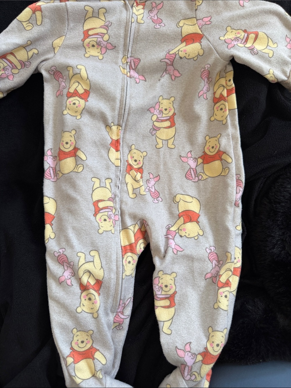 Disney Gray Winnie the Pooh & Piglet Fleece One-Piece